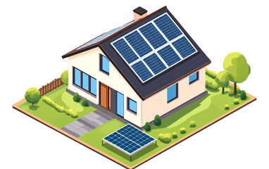 Pink t-shirt template for women, front and back view isolated on a transparent background - A simple house with solar panels on the roof, isometric view,transparent background