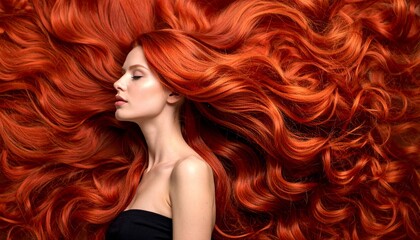 Fototapeta premium young woman with orange hair and green eyes photographed close-up. portrait of a young woman. young woman photographed in profile
