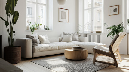 Scandinavian Style Living Room with Neutral Colors 