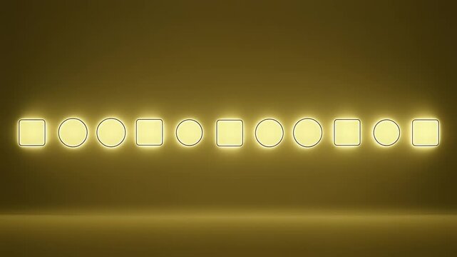 Simple geometric shapes arranged in a row.