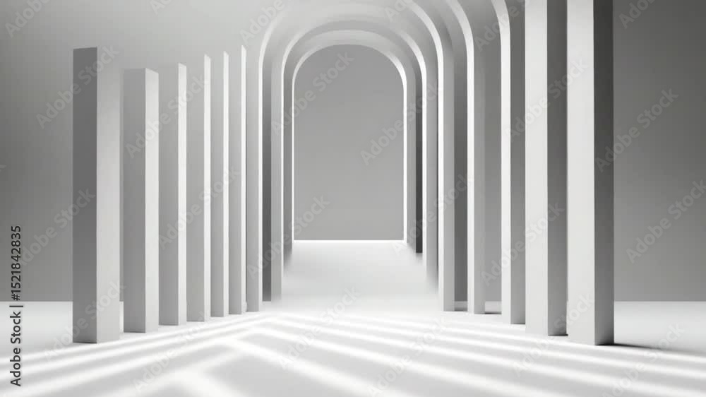 Aufkleber Architectural Harmony: A minimalist architectural design with a series of graceful archways and clean lines, creating a sense of depth, and symmetry in the luminous light of an interior space.