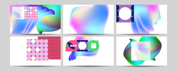 Set geometric colors fluid shapes eps 10. Flowing and liquid abstract gradient background for banner, poster or book. Vector design