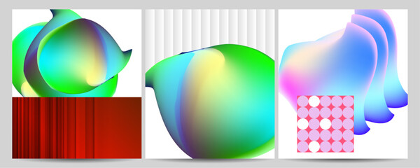 Set geometric colors fluid shapes eps 10. Flowing and liquid abstract gradient background for banner, poster or book. Vector design