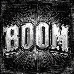 Vintage Pop Art Boom in Black and White: Dynamic Comic Typography Explosion