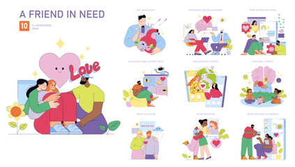 Emotional Support and Friendship Vector Illustration Pack