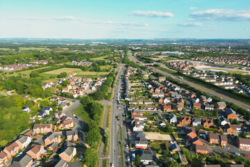 Aerial view Blunsdon, Swindon housing estate, UK
