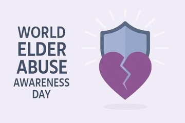 Shield protecting a broken heart symbolizing the need to safeguard senior citizens from abuse and neglect on world elder abuse awareness day
