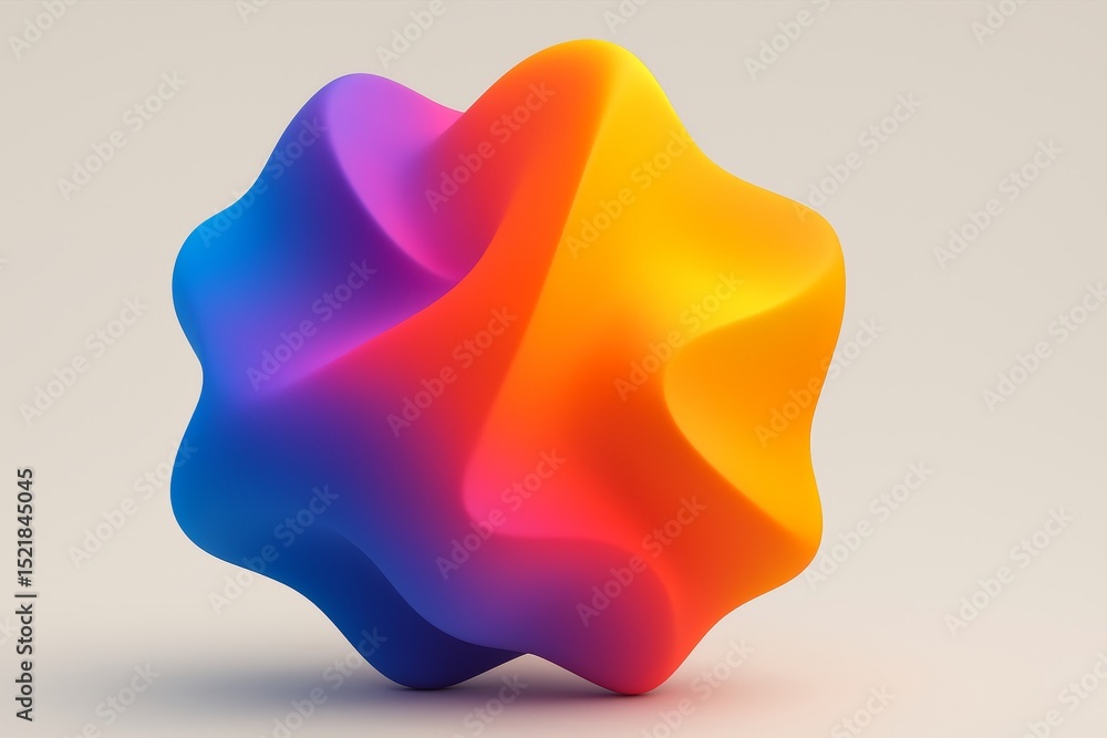 Poster smooth, undulating surface of a colorful abstract blob showcasing a gradient of vibrant colors, from