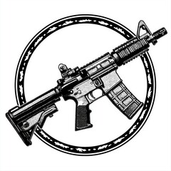 Iconic Monochrome Military Rifle: Vector Artwork & Graphic Design