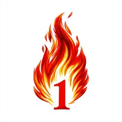 Vibrant Flames: Dynamic Number One Flame Design in Fiery Colors