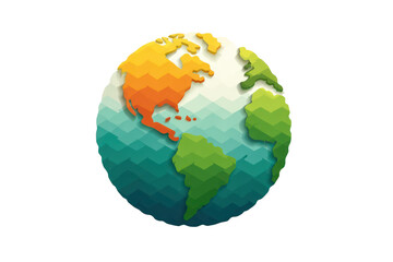Fototapeta premium globe icon blue and green colors simplified vector world map flat design isolated on transparent background