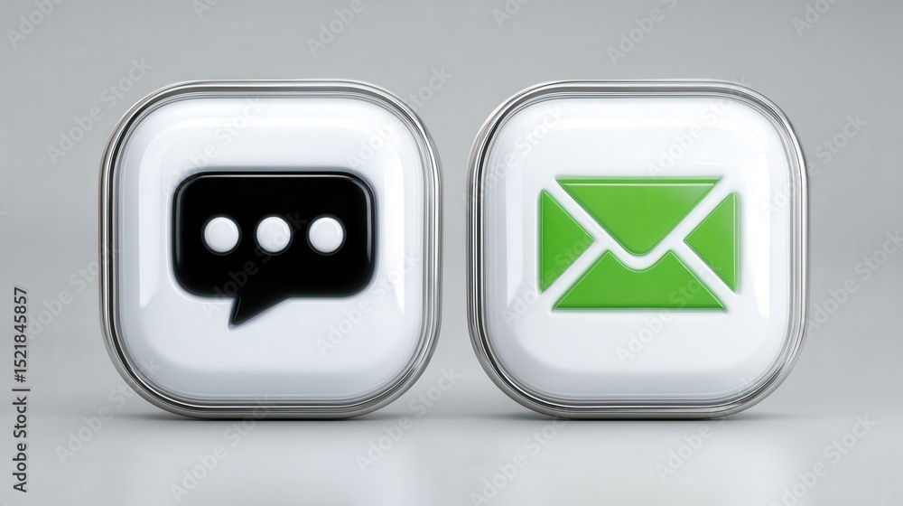 Poster engaging communication symbols represented by modern chat bubble and email icons emphasizing the sig