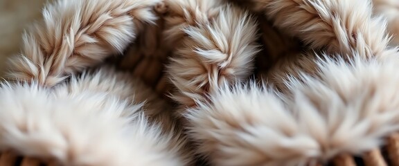 close up of a basket with fur on it