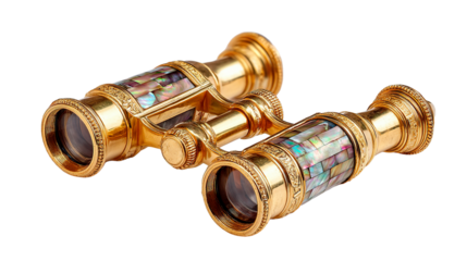 Stunning gold opera glasses with mother-of-pearl accents, a true vintage treasure.