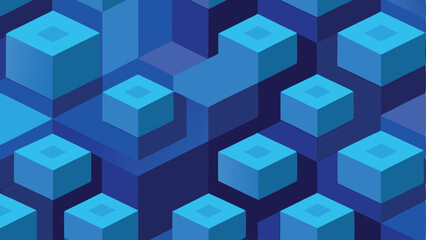 Obraz premium Isometric cubes in shades of blue with transparency suitable for various design projects