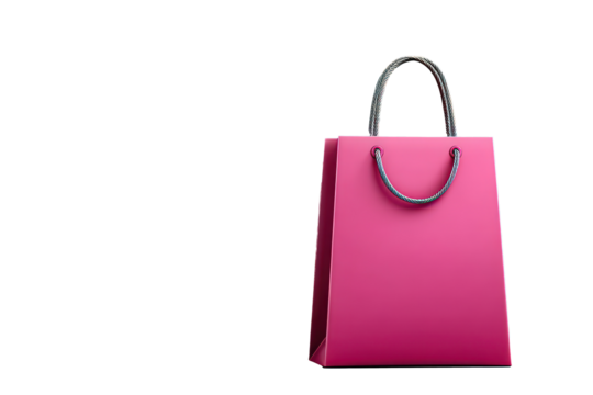 shopping bag icon flat retail design pink and gray minimalist vector isolated on transparent background