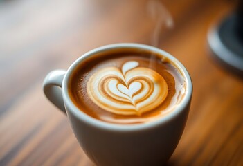 cup of coffee with a heart pattern on it