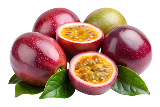 fresh passion fruits image isolated on transparent background