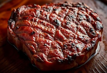 piece of meat on a plate on a table