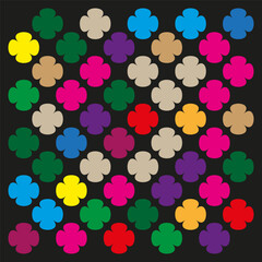 Color cross pattern. Flower shaped element. Decorative colored vector. Grid arrangement.