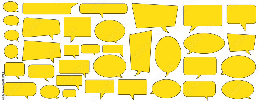 Poster speech bubble collection. set of yellow speech bubble icon vector. comment box icon vector set. dial