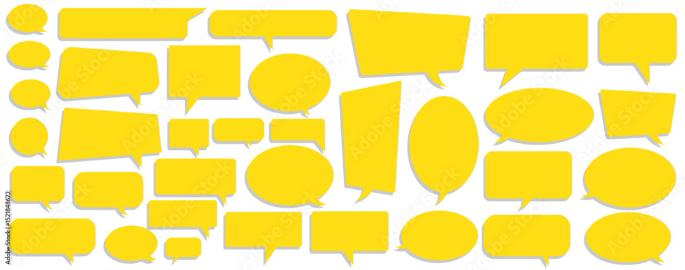 Poster speech bubble collection. set of yellow speech bubble icon vector. comment box icon vector set. dial
