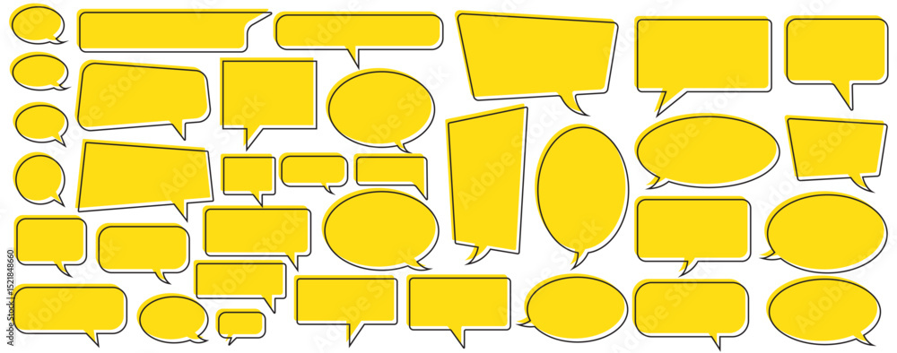 Poster speech bubble collection. set of yellow speech bubble icon vector. comment box icon vector set. dial
