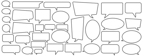 Speech bubble collection. Set of speech bubble icon vector. Comment box icon vector set. dialogue box silhouette vector set. Chat message template.  Talk bubble liner art. chat bubble line art icon .