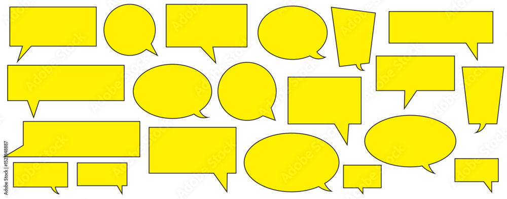 Poster speech bubble collection. set of yellow speech bubble icon vector. comment box icon vector set. dial