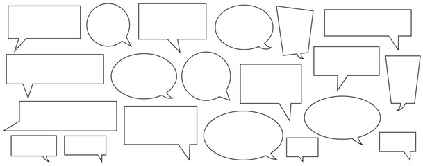 Speech bubble collection. Set of speech bubble icon vector. Comment box icon vector set. dialogue box silhouette vector set. Chat message template.  Talk bubble liner art. chat bubble line art icon .