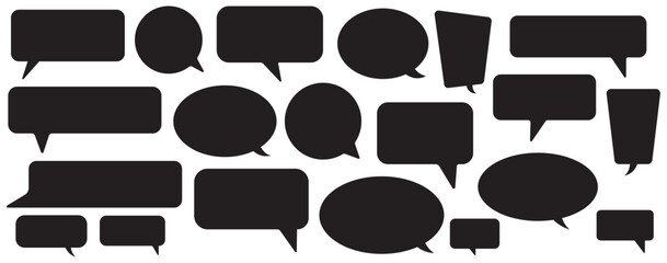 Speech bubble collection. Set of speech bubble icon vector. Comment box icon vector set. Speech bubble comic buttons for web design. dialogue box silhouette vector set. Chat message template. 
