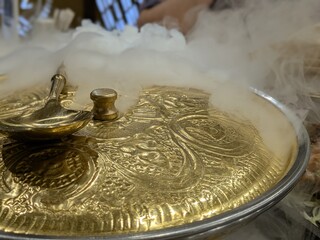 fantasy,highly detailed, golden, ornate, intricate, steampunk, brass, gears, clock, vapor, smoke