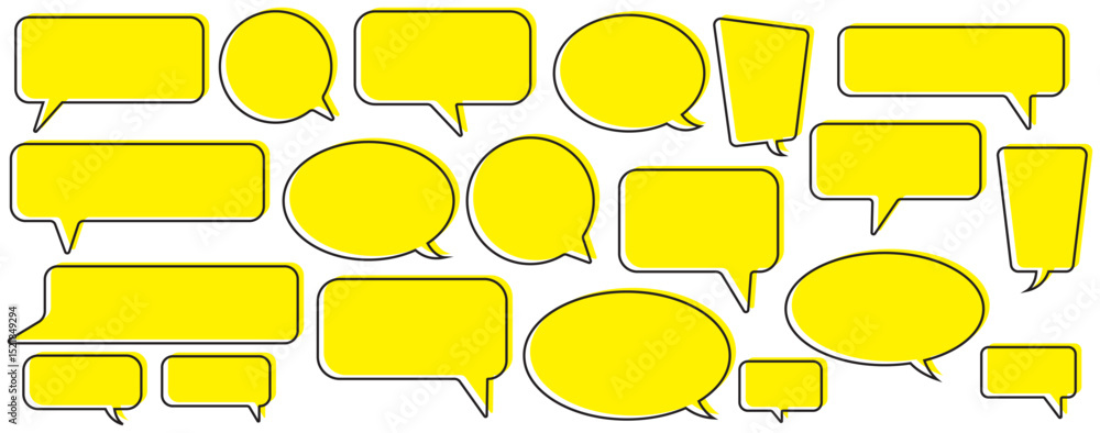 Poster speech bubble collection. set of yellow speech bubble icon vector. comment box icon vector set. dial
