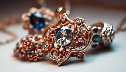 close up of three necklaces on a table