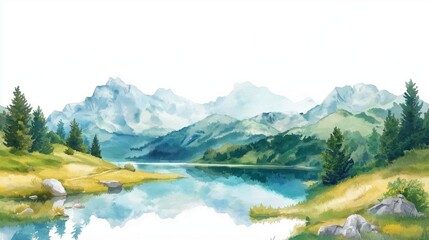 Durmitor National Park. Durmitor National Park hand drawn watercolor illustration