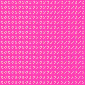 XO XO seamless pattern on pink background. Vector background for print on textiles, paper, wallpaper