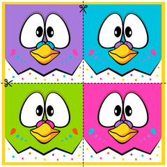Funny parrots big face pattern. Сolorful budgies design for cover, wrapping, fabric, textile