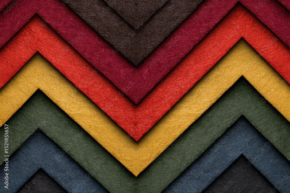 Poster multicolored paper sheets arranged in geometric patterns showcasing varying textures and layers with