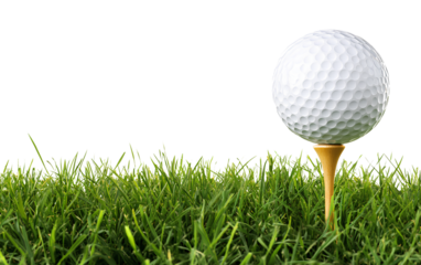 Pink t-shirt template for women, front and back view isolated on a transparent background - Golf ball on a tee in grass, transparent background