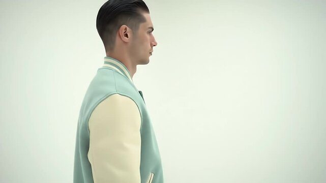 Stylish Men's Pastel Green Varsity Jacket A Timeless Classic Reimagined for Modern Style