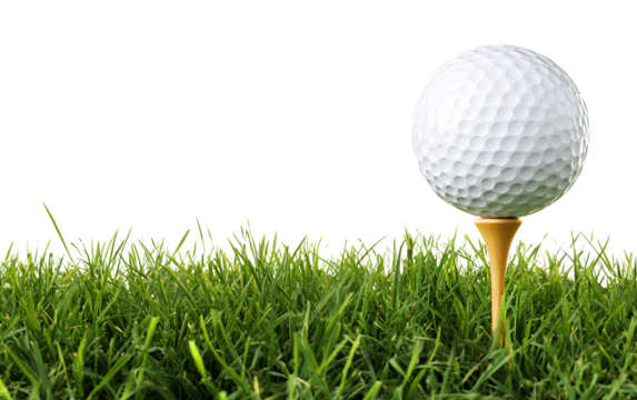 Pink t-shirt template for women, front and back view isolated on a transparent background - Golf ball on a tee in grass, transparent background - Powered by Adobe