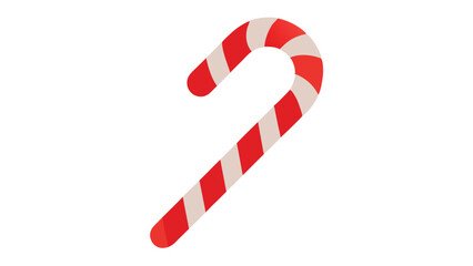 A simple christmas candy cane with red and white stripes on a white background