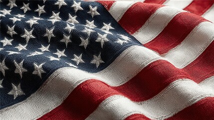 Fototapeta premium Stars and stripes wave gracefully in the light, showcasing patriotism and national pride during a sunny afternoon