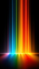 Colorful light rays create a vibrant spectrum against a dark background in an artistic display of color dynamics