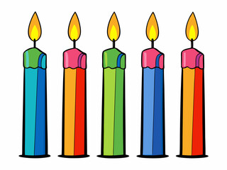colorful birthday candles isolated on white background, clipping path
