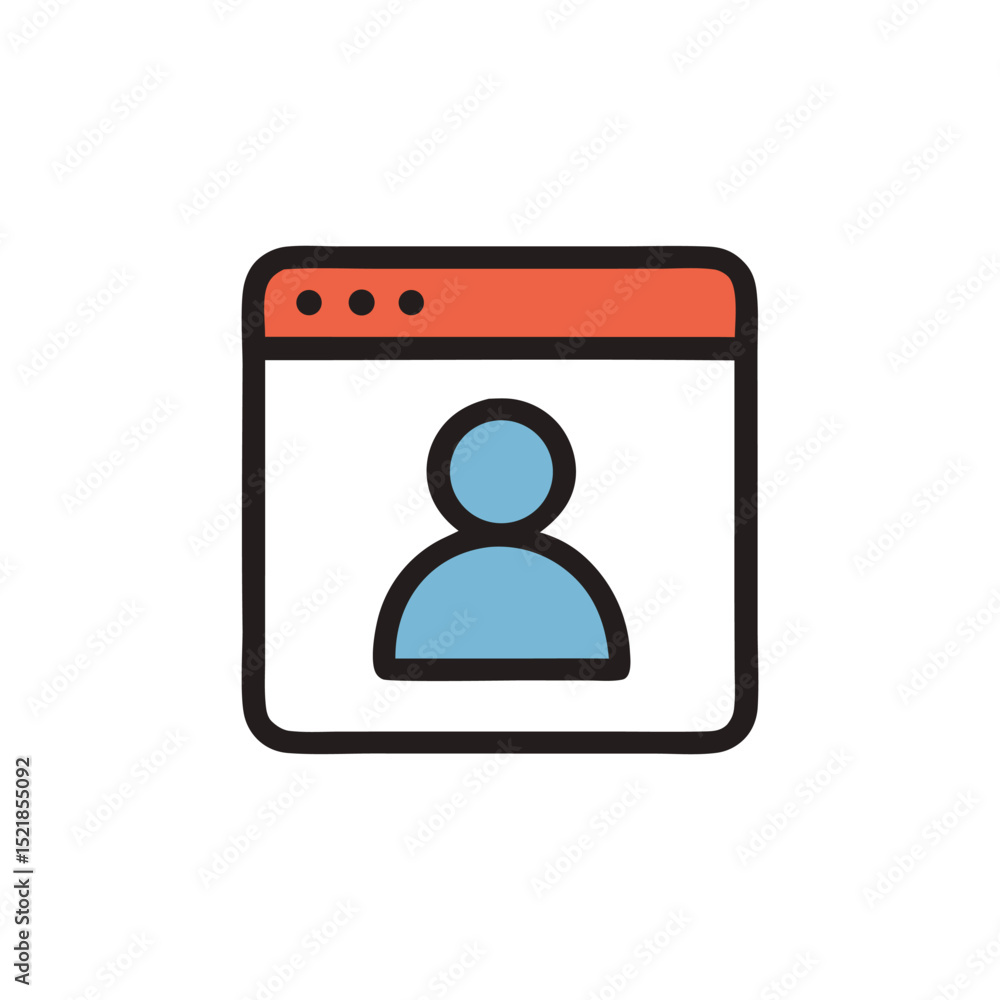 Poster simple icon of a person inside a web browser. suitable for website design, digital marketing graphic