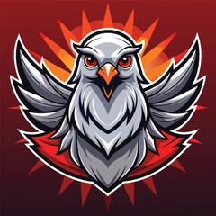 Obraz premium Majestic White Owl with Spread Wings and Sunburst