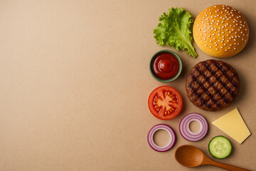 From Grill to Bun: Classic Hamburger Essentials
Beautifully arranged with space on the left for your text or image.