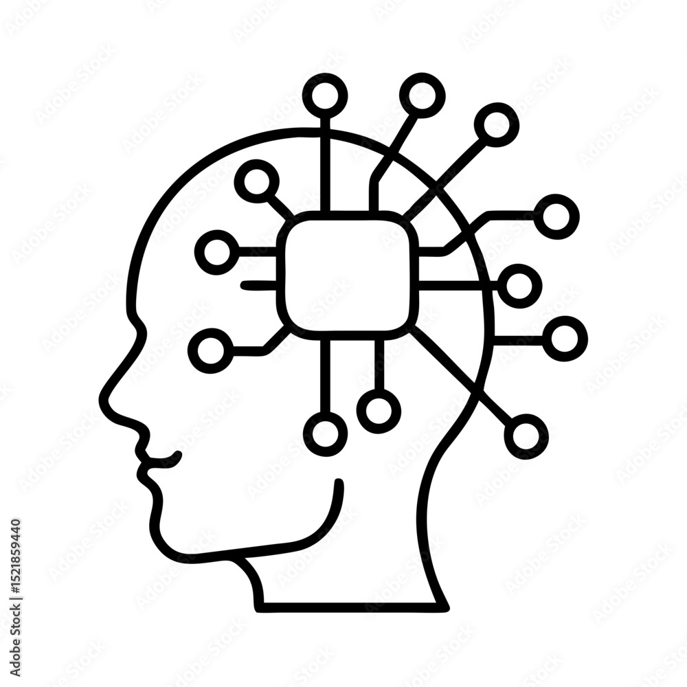 Aufkleber artificial intelligence brain concept vector illustration for ai technology and machine learning des
