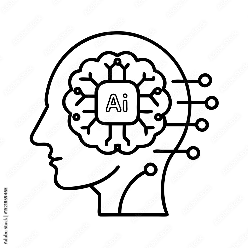 Poster ai brain technology concept graphic, artificial intelligence and machine learning innovation design 